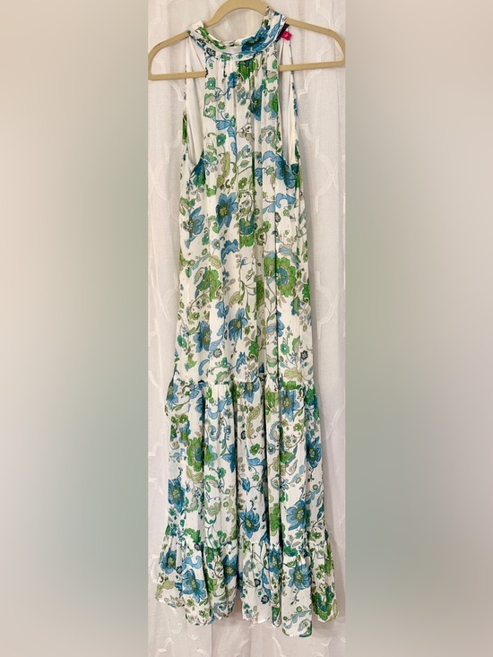 Vince Camuto Dresses & Skirts - Vince Camuto Blue Green Floral Halter Maxi Dress Size Large Boho Flowy